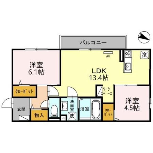 メゾン ド レスポワール(2LDK/2階)の間取り写真