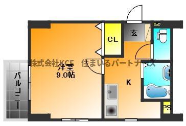 ルエメゾンロワール久留米I(1K/2階)の間取り写真