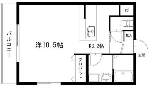 グランストーク篠ヶ瀬(ワンルーム/3階)の間取り写真