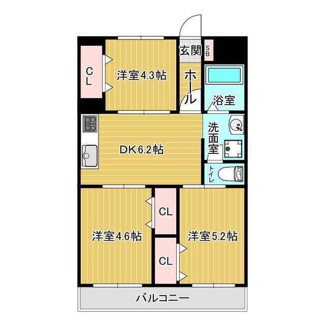 キャピタルプラス(3DK/6階)の間取り写真