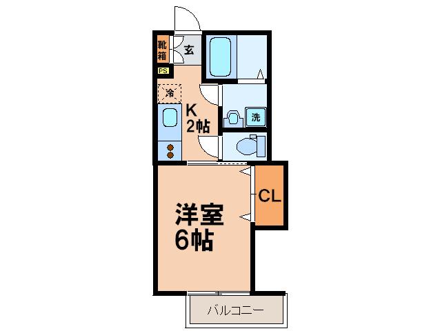 アカデミアコート南(1K/2階)の間取り写真