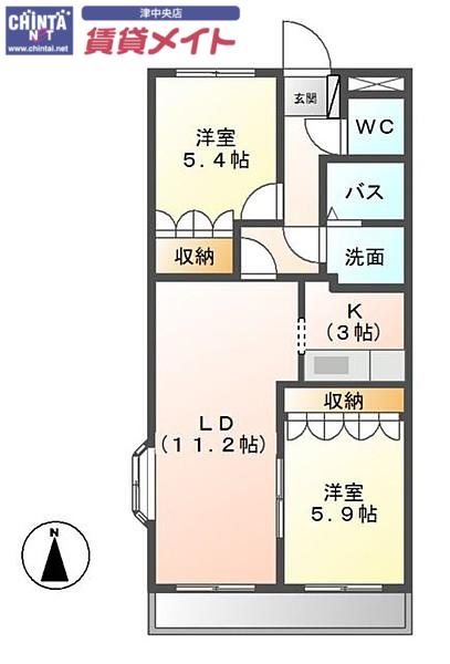 パラティーノ(2LDK/1階)の間取り写真