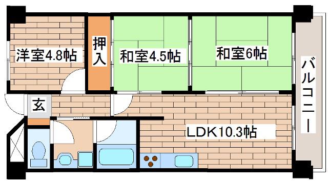 コスタデル明石(3LDK/2階)の間取り写真
