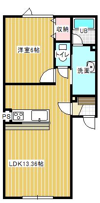GLORIA(1LDK/2階)の間取り写真