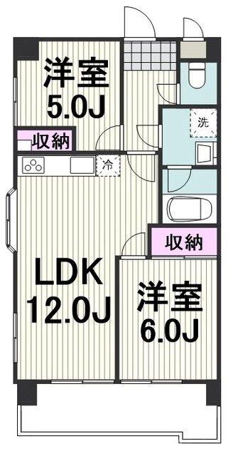 ハピネス飯田1号館(2LDK/3階)の間取り写真