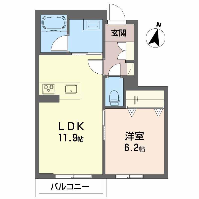 シャーメゾン プレミアス 本町(1LDK/2階)の間取り写真