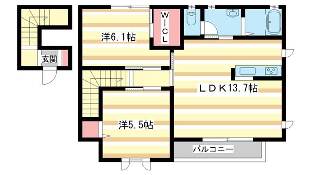 POSTAI(2LDK/2階)の間取り写真