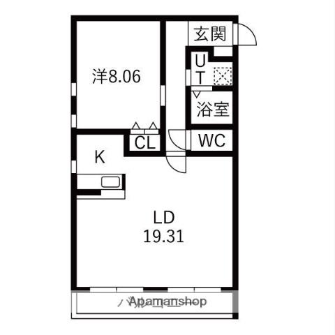 アメニティ前後(1LDK/1階)の間取り写真