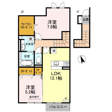 エルカーサ(2LDK/2階)の間取り写真