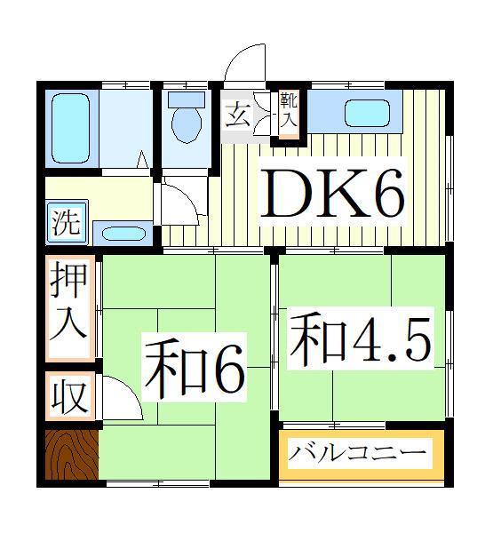 コーポトネ(2DK/2階)の間取り写真