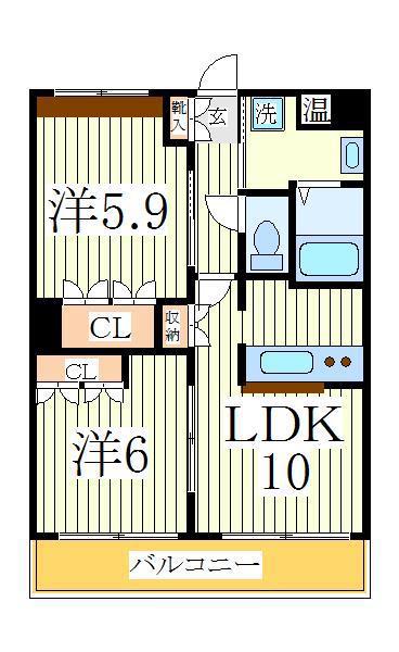 ヒンメルブロー(2LDK/3階)の間取り写真