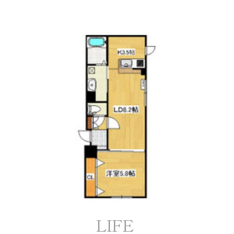 E-CASA(1LDK/4階)の間取り写真