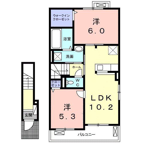 アパパネII(2LDK/2階)の間取り写真