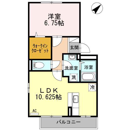 ロッソはなみずき(1LDK/3階)の間取り写真