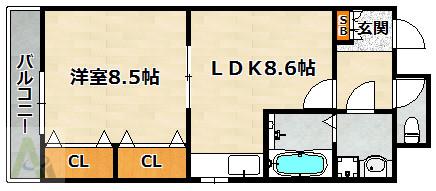プラネットフィールドKOBE(1LDK/4階)の間取り写真