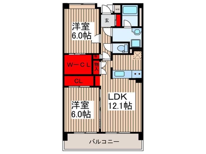 ハイネス・エスエスティ(2LDK/5階)の間取り写真