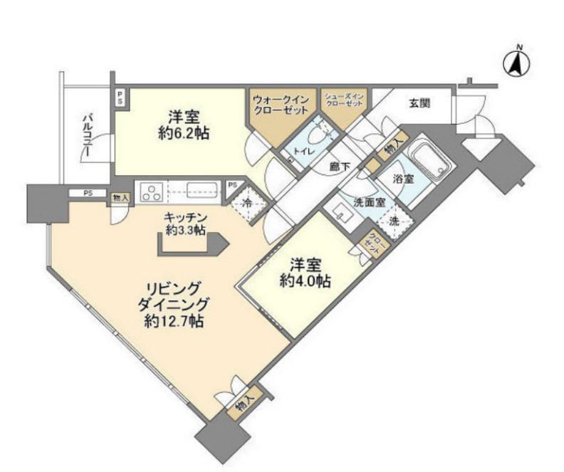 BRILLIA TOWERS目黒ノースレジデンス(2LDK/5階)の間取り写真