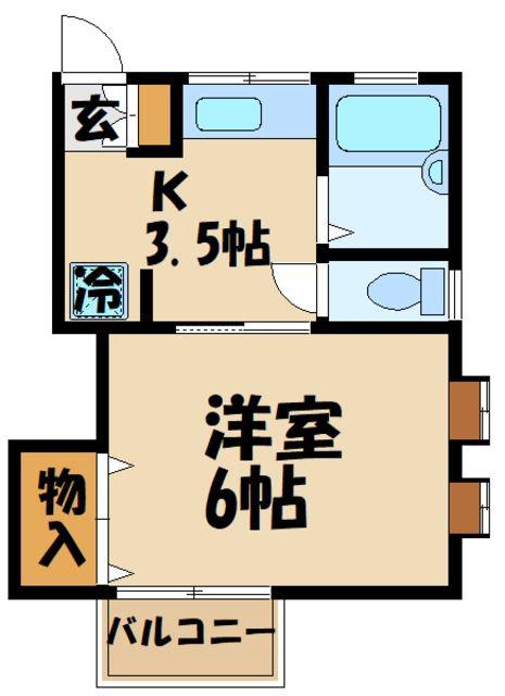 I・Tハイツ(1K/2階)の間取り写真