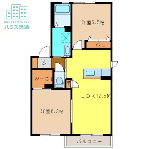 メゾンドリームII(2LDK/2階)の間取り写真