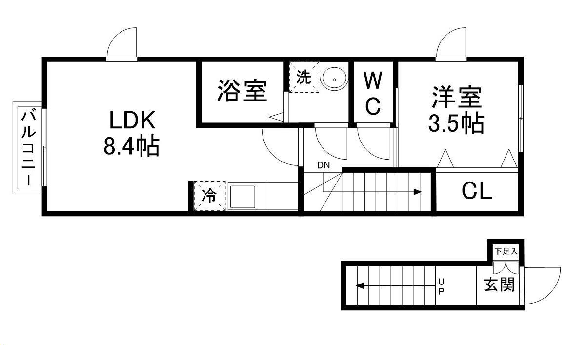 シエル宮町I(1LDK/2階)の間取り写真