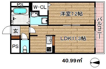 アンプルールフェール オロールII(1LDK/1階)の間取り写真
