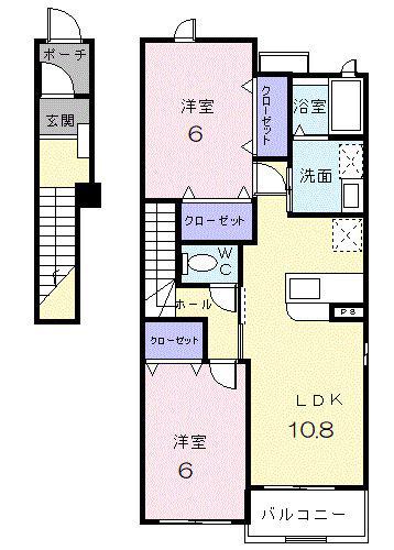 サニーレジデンス II番館(2LDK/2階)の間取り写真