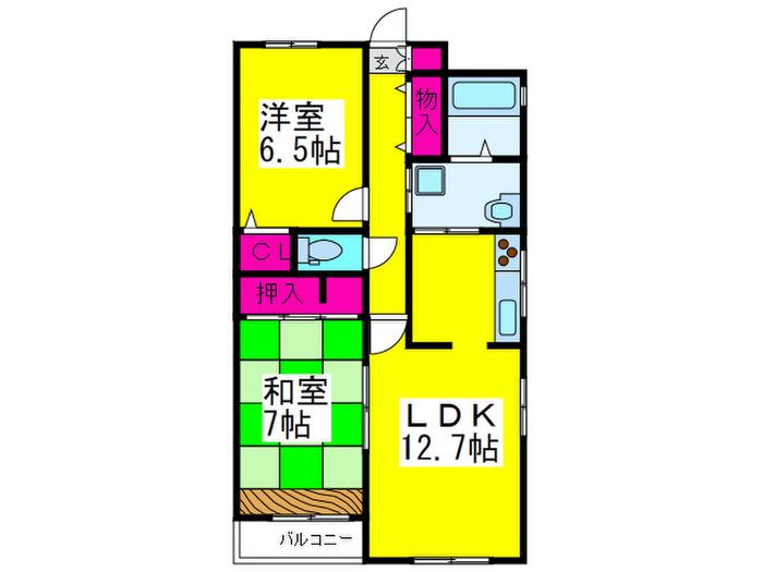 グランバリエ(2LDK/2階)の間取り写真