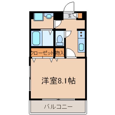 サンジェルマン東中神(1K/3階)の間取り写真