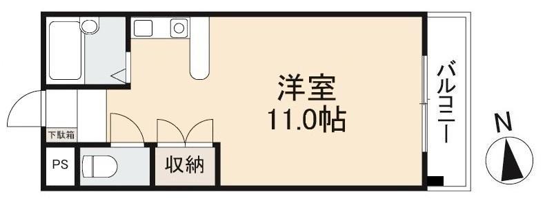 リッチモンド福岡町II(ワンルーム/3階)の間取り写真