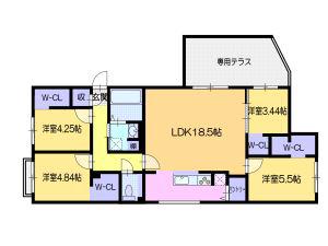 ラ・シュエット桑園(4LDK/1階)の間取り写真