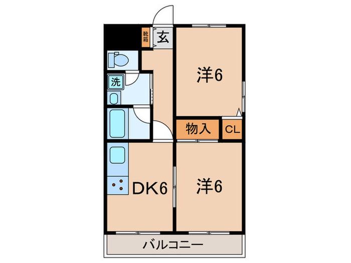 石井ハイツ(2DK/4階)の間取り写真