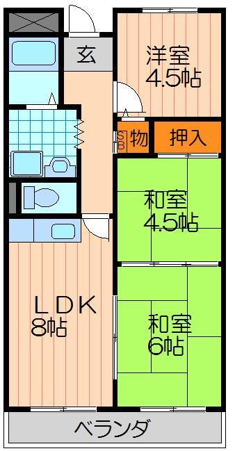 新橋中野マンション(3LDK/6階)の間取り写真