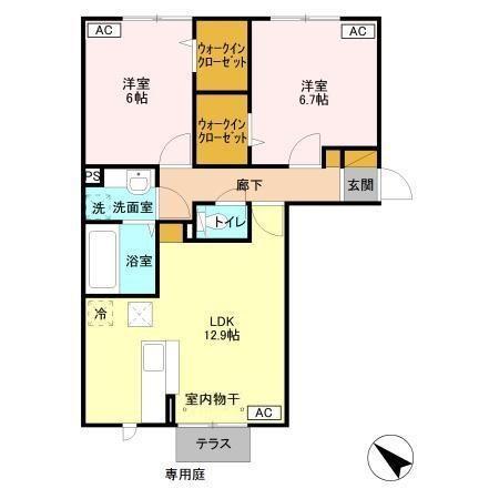 ベイサイドテラス ANNEX B(2LDK/1階)の間取り写真