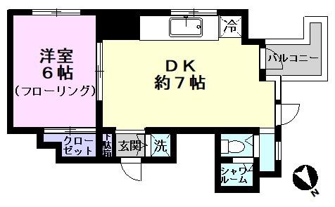 サン・ムーン石原(1DK/3階)の間取り写真