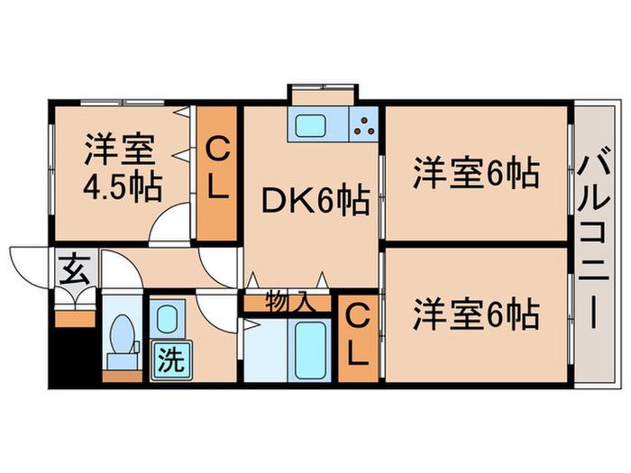 ベルデパラッツォ(3DK/2階)の間取り写真