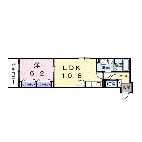 ヒカルサ和歌山城北サウス(1LDK/2階)の間取り写真