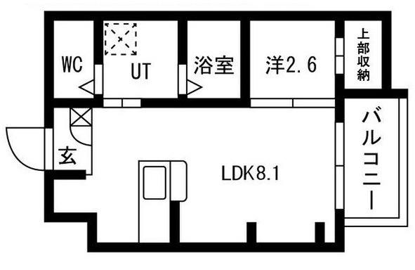 西湊町ジーイー・ディス(1LDK/1階)の間取り写真