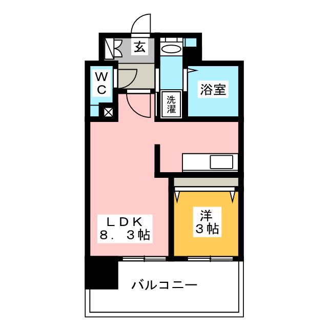 エフ・パルク高宮(1LDK/7階)の間取り写真