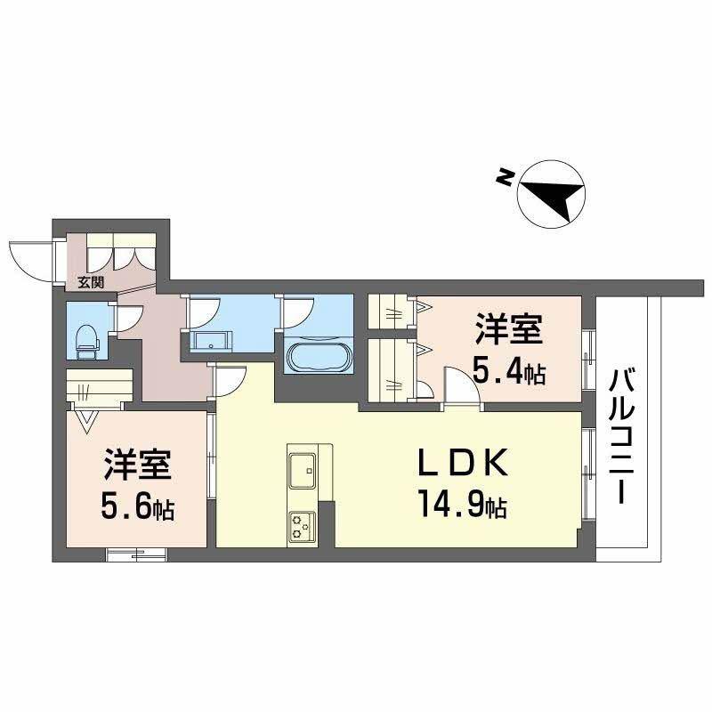 シャーメゾン ルミエール(2LDK/2階)の間取り写真