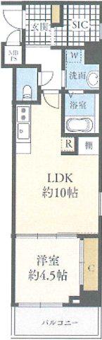アークスクエアあきる野(1LDK/4階)の間取り写真