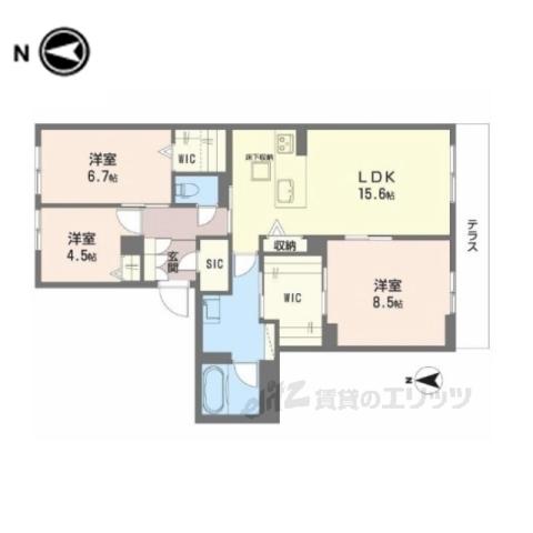 ヴェルジェ3(3LDK/1階)の間取り写真