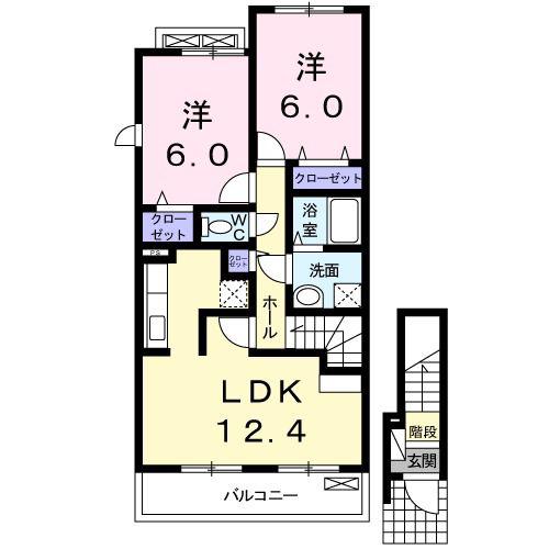 カーサヴェルデ(2LDK/2階)の間取り写真