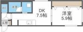ラピスラズリ平岸(1DK/3階)の間取り写真