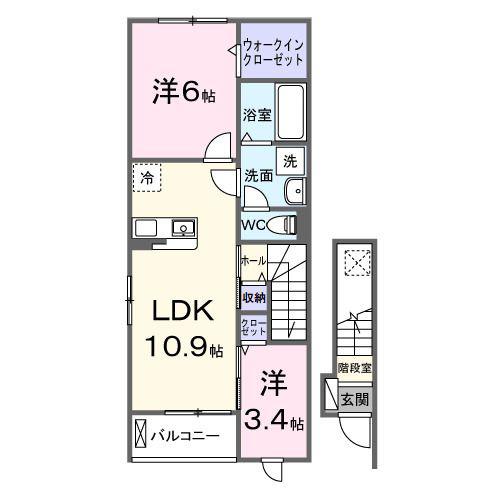 ヒカルサ船橋小室サウスII(2LDK/2階)の間取り写真