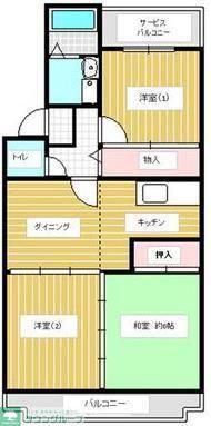 ラカーザII(3DK/2階)の間取り写真