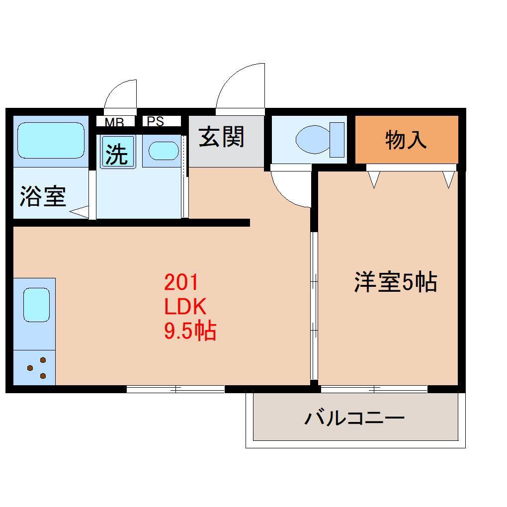 ルアーナみやのぎ(1LDK/2階)の間取り写真
