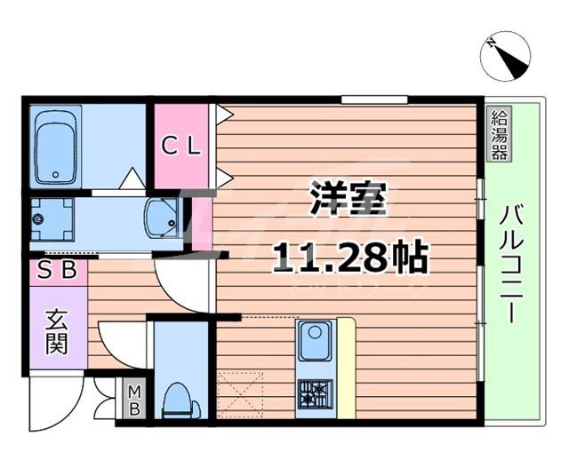 ヴィクトワール放出(ワンルーム/2階)の間取り写真