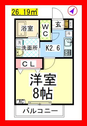 AF グラスコート相模大野(1K/3階)の間取り写真