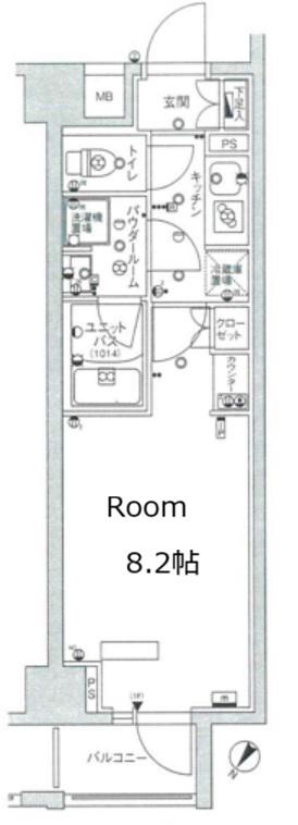 スカイコートヒルズ北新宿(1K/6階)の間取り写真