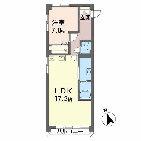 石関マンション(1LDK/4階)の間取り写真